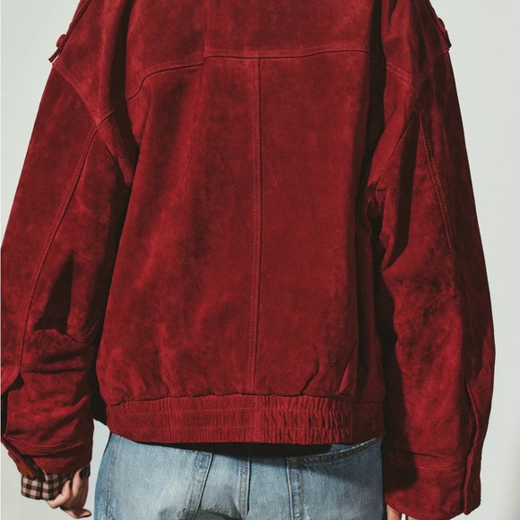 Zara Deep Red Women’s Suede Leather Jacket - Picture 7 of 7